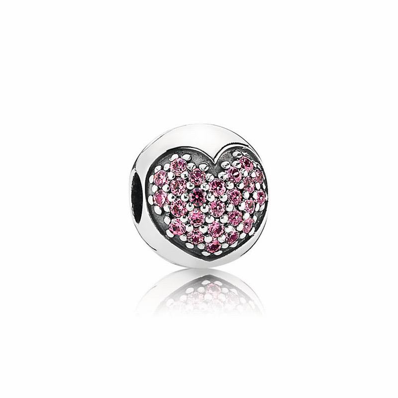 Pandora Love Of My Life Clip Charm - Sterling Silver/Pink/Cubic Zirconia - Canada | WR1126OB